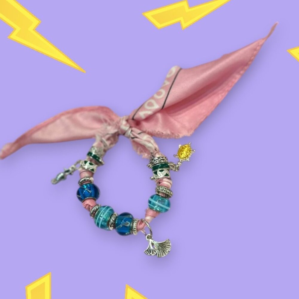 Boho Chic Bandana Bracelet with Charms